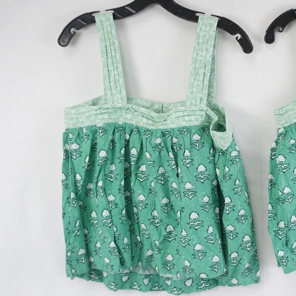 Johnnie-O Elin Contrast Block Print Tank Top in Ming Green Square Neck Breezy - Picture 2 of 16